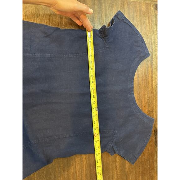 Eileen Fisher Rustic Linen Dress Women’s XS Navy Blue Boxy Heavy - Picture 8 of 9